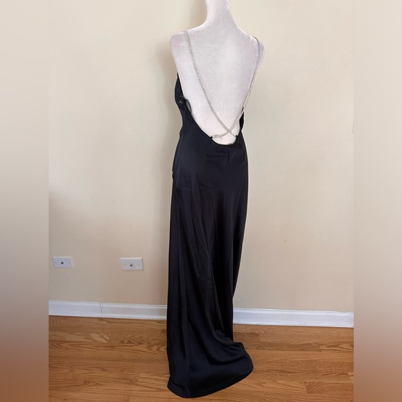 NWOT Ramy Brook Macau Satin Rhinestone Embellished Gown Social Dress Sleeveless - Picture 6 of 10